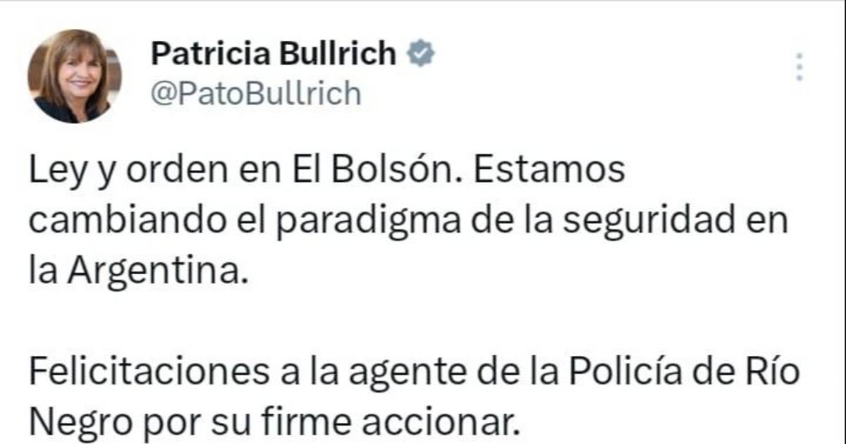 Patricia Bullrich elogió accionar policial en El Bolsón: "Ley y orden ...